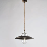 Lustre industriel en fer blanc marron doré une lumière 30x h14 cm