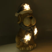 Chien résine led chapeau gris cm22x19,5h40