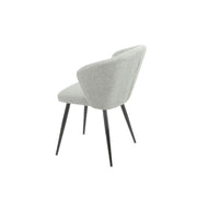 Chaise Rembourrée Krid en Tissu Gris Clair avec Pieds en Métal Noir L 44 x P 41 x H 82 cm