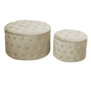 Pouf velours crème 1-2 cm ø70h42