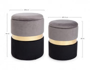 Ensemble de deux poufs ouvrants modernes gris noir or