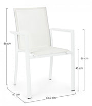 Chaise Konnor en aluminium blanc avec accoudoirs