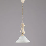 Lustre pour chambre fer Ivoire Or verre Blanc 30x h40 cm