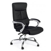 Fauteuil de bureau inclinable Lisbon en similicuir noir avec accoudoirs