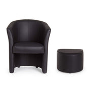 Fauteuil en simili cuir avec pouf amovible noir RITA 64,5x 59,5x h78 cm