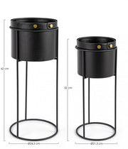 Lot de 2 cache-pots en acier noir Zeina