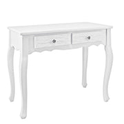 Meuble console 2 tiroirs en bois blanc Blanc 80 x 40 x 75 cm