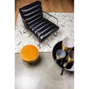 CLARISSA Pouf velours ocre jaune diamètre 35x h40 cm