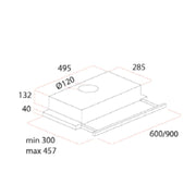 Hotte sous meuble Samet Slim 60 inox 1 moteur