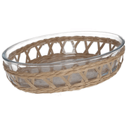 Plat à Four Ovale Filet 26x18 cm en Verre Transparent