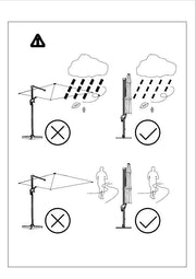 Parasol en aluminium Montana 4x4 m gris avec mât latéral