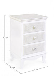 Commode en bois blanc 3 tiroirs Charlene 41 x 33,5 x 68,5 cm
