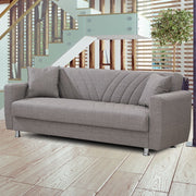 Canapé lit 3 places en tissu beige avec conteneur 214x80xH.83 cm