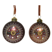 Boule de Noël assortie marron clair - marron foncé Ø8 cm