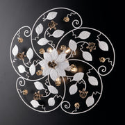 Plafond de fer laqué blanc avec décoration minable 5 lumières 65 cm