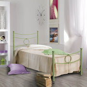 Lit simple en fer avec pied de lit vert CONCA 92x208x h117 cm