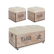 Ensemble 3 poufs en MDF Beige TAVEL PARIS