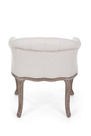 Fauteuil classique en bois et tissu naturel Diva