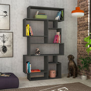 Bibliothèque horizontale double face anthracite avec 10 compartiments ouverts L 96 x P 25,5 x H 168,5 cm