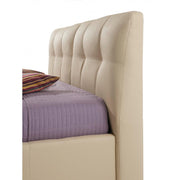 Lit double en éco-cuir crème avec meuble de rangement 182x216xh.104 cm