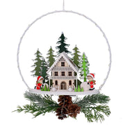 Guirlande led en métal avec maison blanche cm25x7x47,5