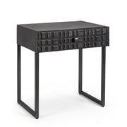 Table basse noire 1 tiroir en bois style industriel 50x35x55