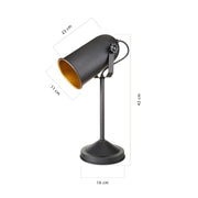Lampe de table directionnelle Tokyo MDL3636 en métal noir