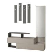 Meubles d'entrée Tortora et anthracite avec Mirror Ramda 137x35xh.154 cm