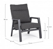 2x Fauteuil Recl C-C Kledi Anthracite Jx55