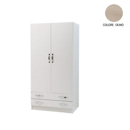 Armoire 2 portes et 2 tiroirs Façade blanche box Orme Cm 91x52xH 210