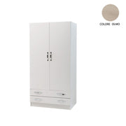 Armoire 2 portes et 2 tiroirs Façade blanche box Orme Cm 91x52xH 210