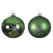 Boule de Noël vert gui assorti avec étoile en relief Ø 8 cm