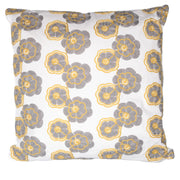 Coussin carré en tissu fleur jaune gris cm45x45h10