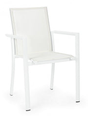 Chaise Konnor en aluminium blanc avec accoudoirs