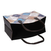 Porte-revues rectangulaire en similicuir bleu maroquin cm33,5x15,5h25,5