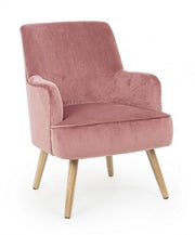 Fauteuil de salon vintage en velours Vieux Rose ADELINE 60x67x h79 cm