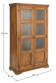 Vitrine 2 portes marron en bois de style rustique