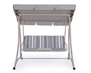 Rocking chair trois places en acier Ivoire GRELY 190x120x h185 cm