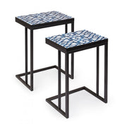 Ensemble de 2 tables basses NEAPOLIS en acier avec plateau en mdf décoré avec impression 62,5h 56h cm