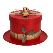 Chapeau rond boîte métal rouge cmø29h20,5