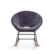 Fauteuil à bascule Annika effet velours gris foncé