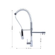 Mitigeur de cuisine avec douche finition chrome h.66x32 cm