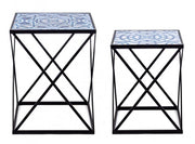 Set de 2 tables basses NEAPOLIS en acier avec plateau en mdf décoré d'impression 55h 47h cm