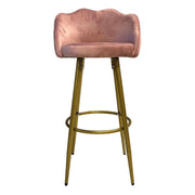 Tabouret Orel en velours rose avec pieds dorés mats Design élégant et confortable