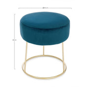 Pouf en velours bleu CLARISSA diamètre 35x h40 cm