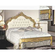 Lit double en bois avec tête de lit et pied de pied sculpté 172x200xh.170 cm