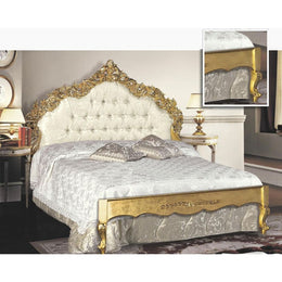 Lit double en bois avec tête de lit et pied de pied sculpté 172x200xh.170 cm