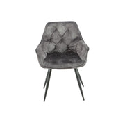 Chaise Senna en Velours Gris Foncé avec Structure Métallique Noire Style Moderne