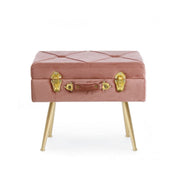 Tabouret avec bac en velours Vieux Rose POLINA 50x34x h42 cm