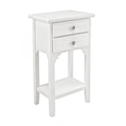 Table de chevet en MDF avec deux tiroirs Blanc 37x26,5x h69,5 cm